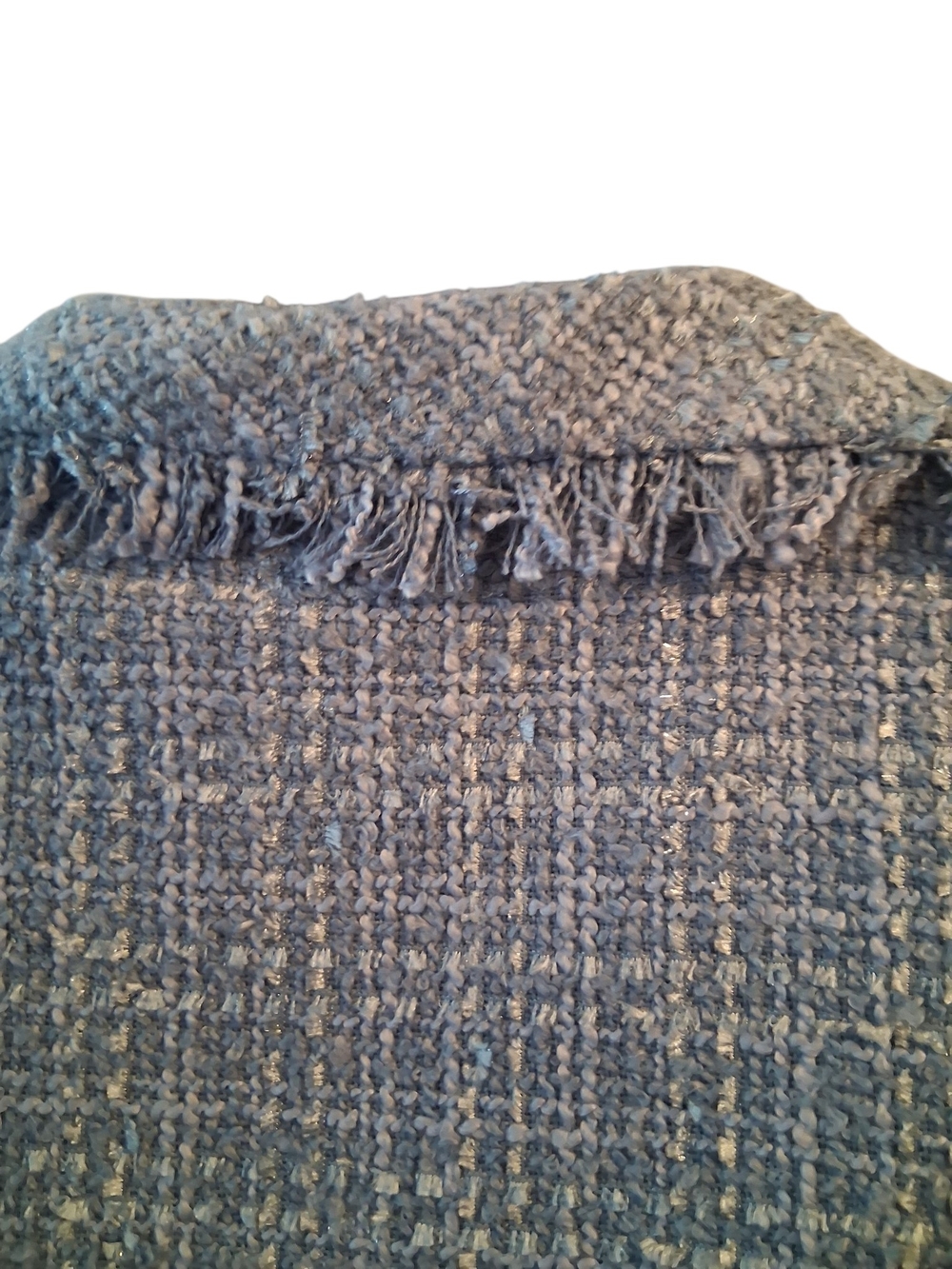 Donna Karan New York Light Blue Tweed Fringed Cropped Blazer Old Money Capsule - Picture 8 of 10